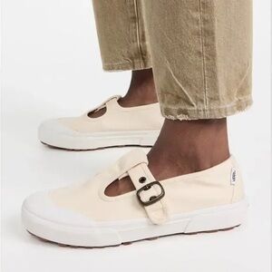 ❤️🌟Vans Cream Mary Jane Strap Canvas Sneakers